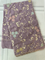 Pure Georgette saree with embriodery and applique work MS15567 Mauve