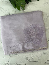 Handworked Crush Organza saree with applique work MBS676 Lavender