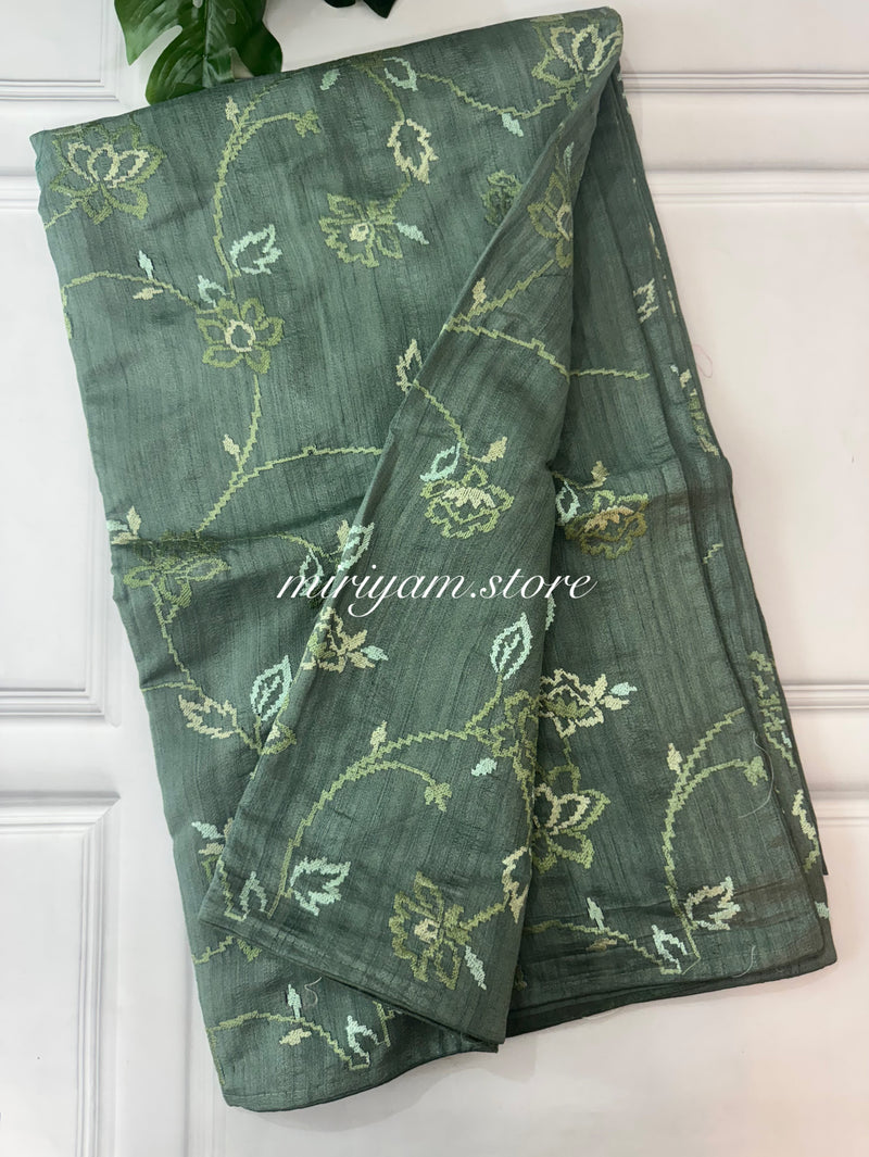 Blended Tussar georgette saree with embriodery - MS14101