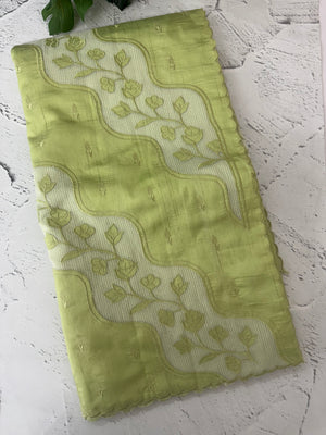 Blended Tussar silk saree with applique work- MSH225 PistaGreen