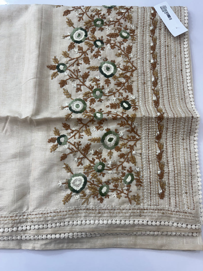 Kanta Handstitched Blended tussar silk saree MS90543