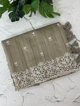 Soft crepe tussar silk saree with embroidery and cutwork MSH199