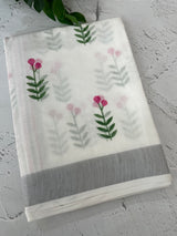 Semi linen saree with digital prints  MLS8766 - Pink Blossom