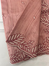 Embroidered Crepe blended tussar silk saree MS14479 DuskyPeach