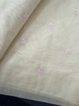 Mul chanderi saree with embriodery MSH114 - Pastel Pink flowers
