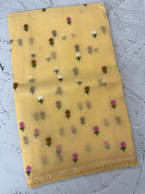 Kota checks saree with embroidery MS7679(2) Yellow