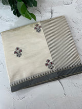 Blended tussar silk saree with embroidery- MSH490