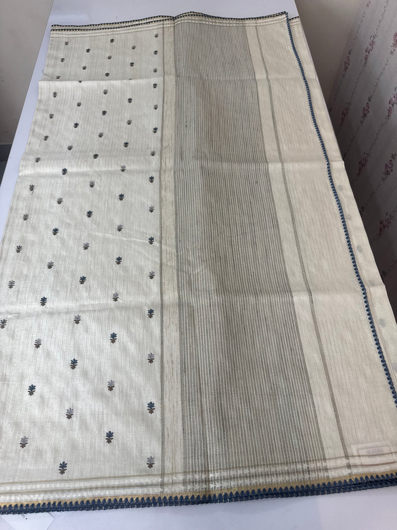 Blended soft tussar saree with thread work MTS9965