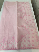 Khadi Linen saree with net applique borders MSH247 PastelPink