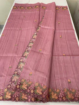 Blended tussar saree with cutwork border- MSHK695