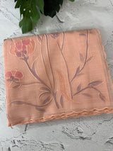 Soft Moonga checks saree with prints and embroidery MSH154 - Peach