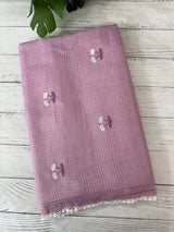 Soft kota checks saree with embroidery - MS9898 Lilac