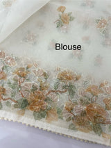 Organza saree with prints & hand embriodery work MS15333