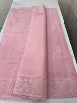 Viscose Organza saree with applique work-MSH101 Pink