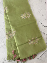 Tussar finish soft silk saree with thread embroidery MTS568 Green