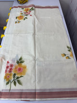 Kerala cotton saree with floral prints