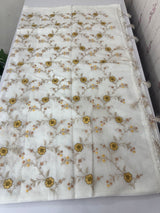 White Kota Supernet saree with embroidery MSH153 - White to Yellow