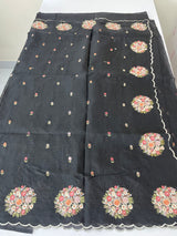 Kota checks saree with embroidery MS7645 Black