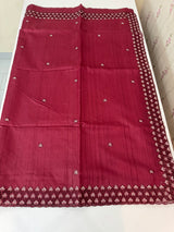 Blended tussar saree with cutwork - MSHK679 Cranberry