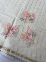 Mul chanderi applique work saree  MSH7371