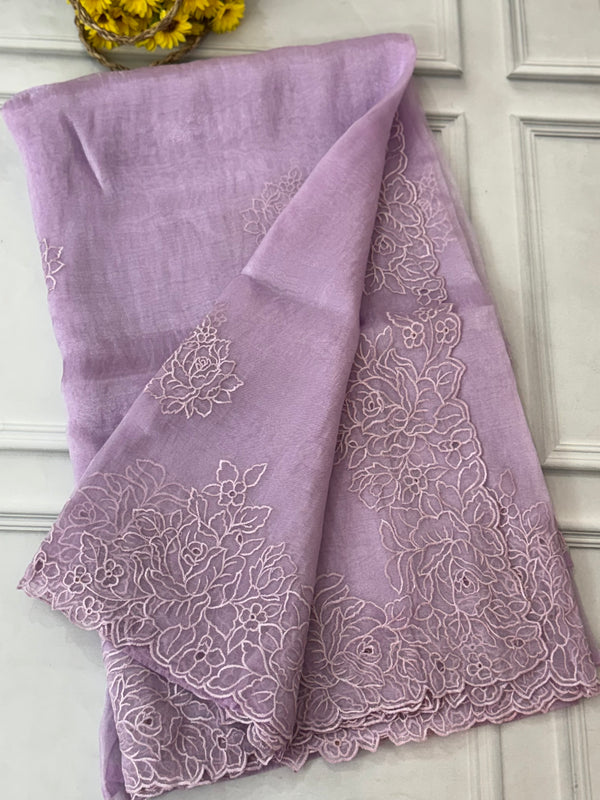 Cutwork Tissue Organza saree MS14051- Lavender