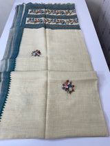 Tissue linen saree with kanta embriodery saree MS88650