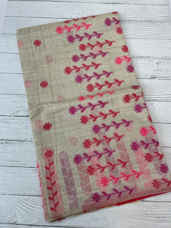Jamdani silk Cotton Saree with blouse MS12551
