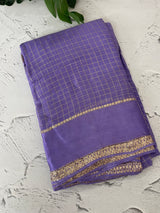 Crepe chiffon georgette saree with checks MS40097 LAVENDER