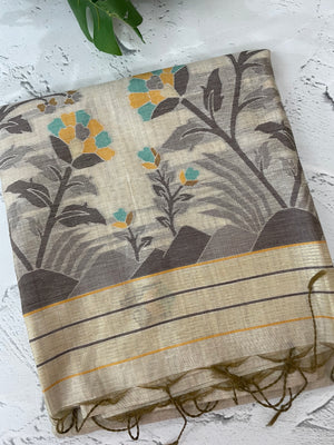 Jamdani silk Cotton Saree with blouse MS12552