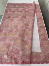 Premium Crush Organza saree with thread work- MCW863 PeachPink