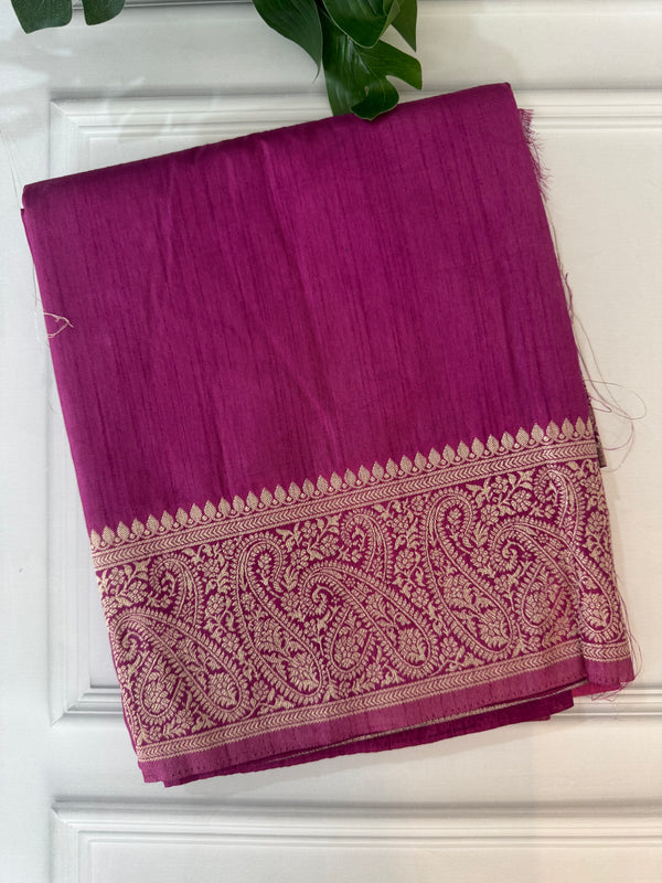 Blended tussar silk saree with Banarasi border FBTW3026 Vadamalli