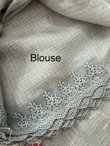 Silky kota embroidery saree MSK4359 Grey