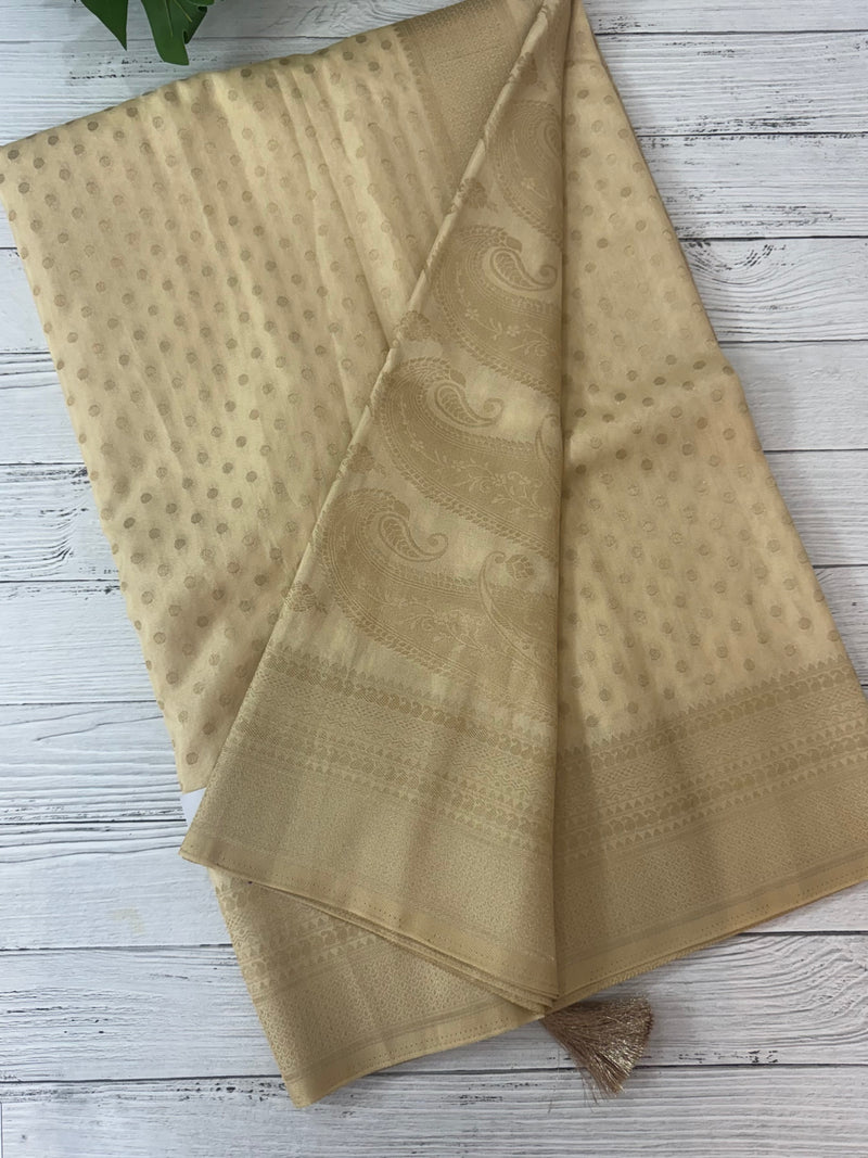 Banarasi Soft chiffon mix saree with buttas MS8145- Cream