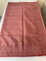 Organza saree with embroidery borders - MSH907 DuskyPeachPink