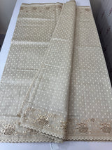 Cutwork blended tussar saree   - Cream MS5222