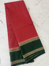 Semi silk saree with checks zari weaving  MS81543