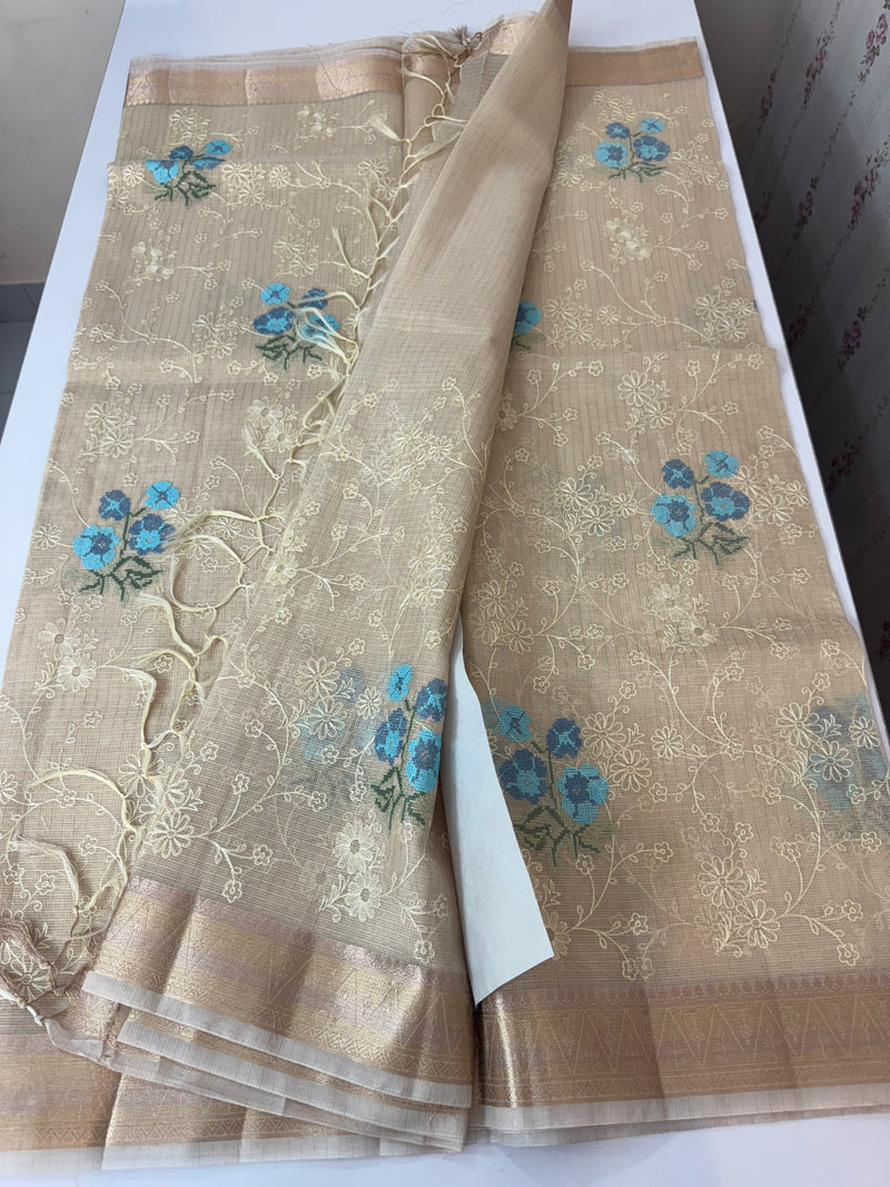 Tissue Silk embriodery saree MS49892