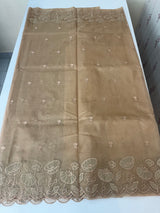 Viscose Organza saree with applique work-MSH103 DarkBeige