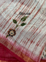 Semi tussar saree with hand painting, kanta embroidery and Pita work MS3433
