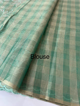 Tissue Silk applique work saree MSH133 Design 2 - JadeGreen