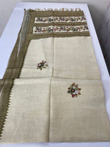Tissue linen saree with kanta embriodery saree MS88650