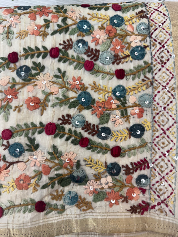 Handworked Blended tussar silk saree MS90543