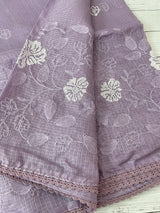 Soft kota checks saree with embroidery SVPIIY- Lavender