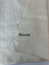 Blended tussar saree with embriodery and cutwork- MS8666 (8) Pearl Cream