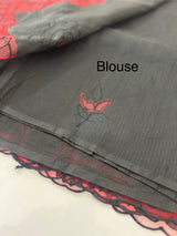 Kota saree with applique work MS6677 -Black to Red
