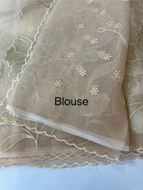 Organza saree with tissue applique work MS5081 - PastelPeach