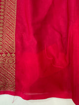 Banarasi semi katan saree with contrast border SHKNTNM - Purple to Pink