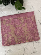 Blended tussar saree with organza applique applique borders MTSS452 DustyOnion