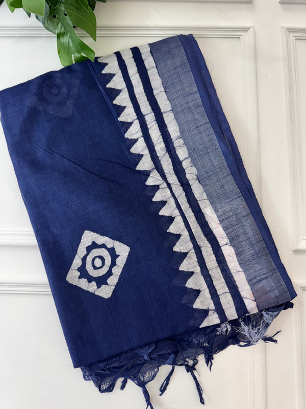 Indigo Semi linen saree MLS875