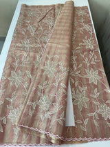 Tissue Silk applique work saree MSH133 Design 2- PeachPink